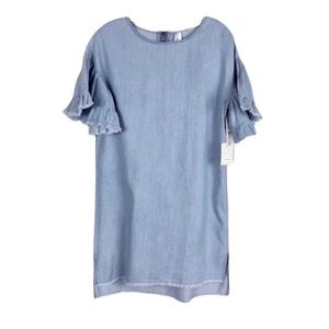 Girl Krazy Blue Chambray Cotton Fringe Dress New